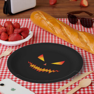 Assiettes En Carton Halloween Jack O'Lantern visage cool effrayant mal
