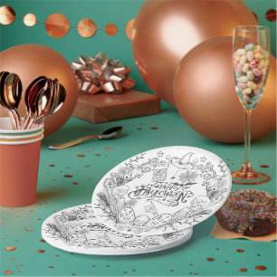 Assiettes En Carton Halloween lunaire