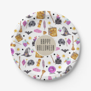 Assiettes En Carton Halloween magique Aquarelle Whimsical Kraft Party