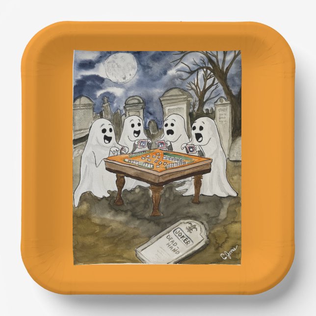 Assiettes En Carton Halloween Mahjong Ghosts (Recto)