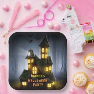 Assiettes En Carton Halloween Maison Hantée Et Fantôme