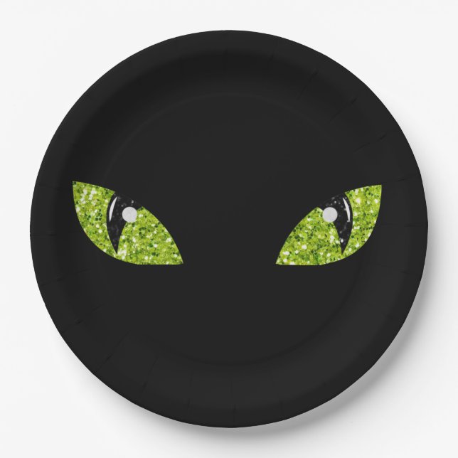 Assiettes En Carton Halloween parties scintillant Cat Eyes (Devant)