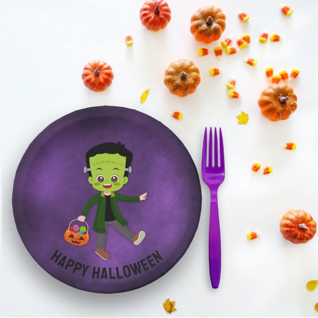 Assiettes En Carton Halloween Party pour enfants Frankenstein Plaque p (Créateur téléchargé)