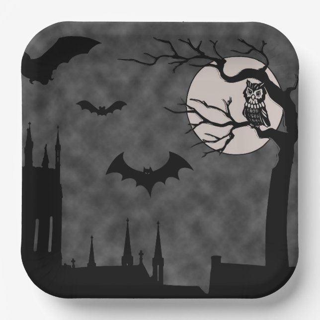 ASSIETTES EN CARTON HALLOWEEN PLAQUES DE PAPIER ÉFFRAYANTES (Recto)