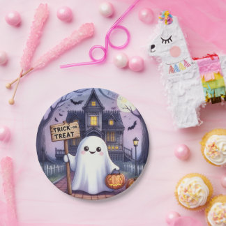 Assiettes En Carton Halloween Pumpkin and Ghost