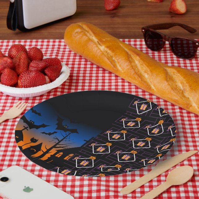 Assiettes En Carton Halloween Pumpkin Party Paper Plates  (Pique-nique)