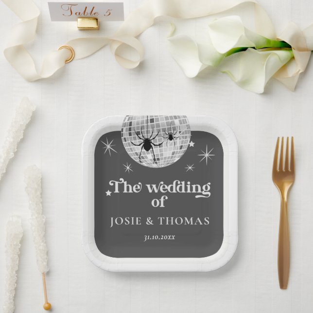 Assiettes En Carton Halloween Retro Disco Spiders & Disco Ball Mariage (Mariage)