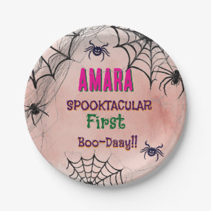 Assiettes En Carton Halloween Rose et araignées Anniversaire Halloween