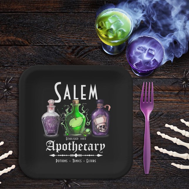 Assiettes En Carton Halloween Salem Potions appothécaires Toniques Eli (Créateur téléchargé)
