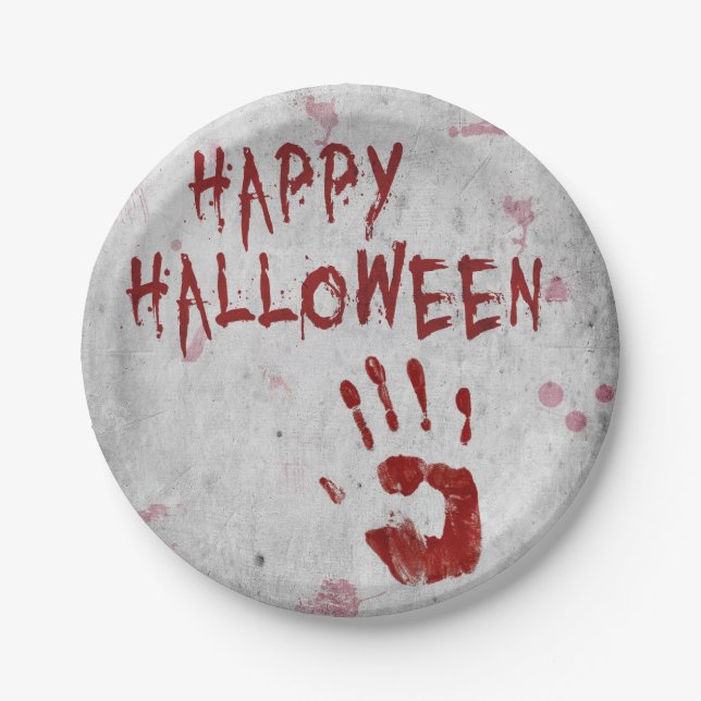 Assiettes En Carton Halloween sanglante (Devant)