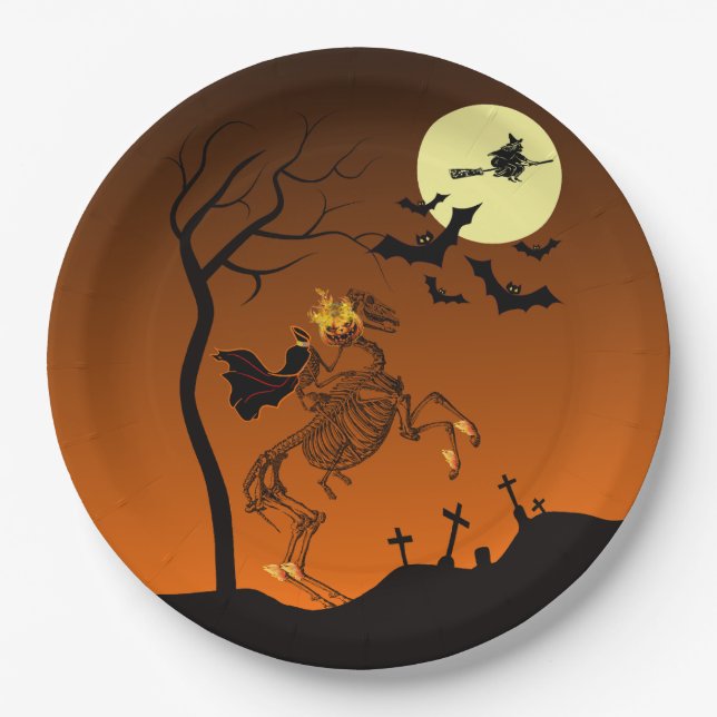 Assiettes En Carton Halloween sans tête (Devant)