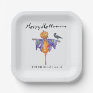Assiettes En Carton Halloween Scarecrow avec Citrouille