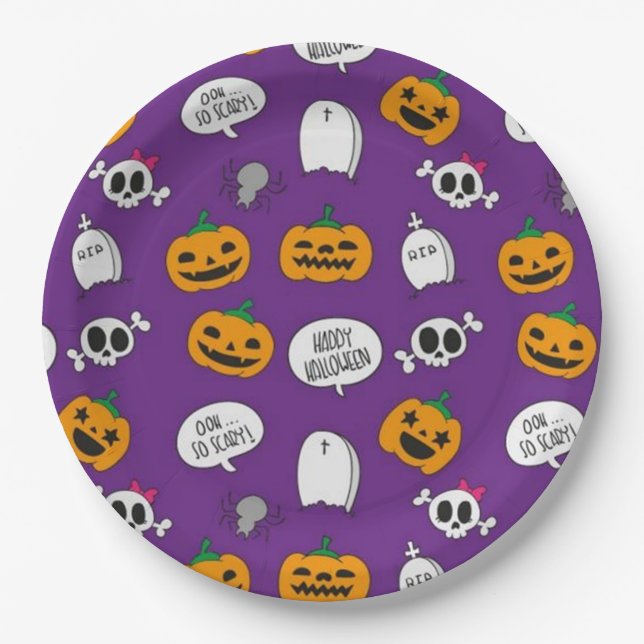 Assiettes En Carton Halloween si effrayant (Devant)