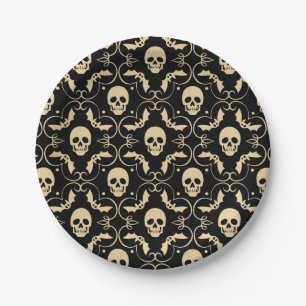 Assiettes En Carton Halloween Skuls & Bats Party