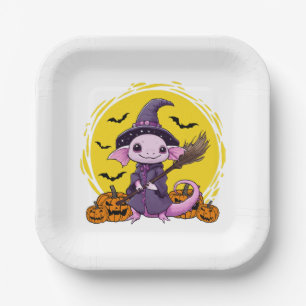 Assiettes En Carton Halloween sorcière mignonne Axolotl