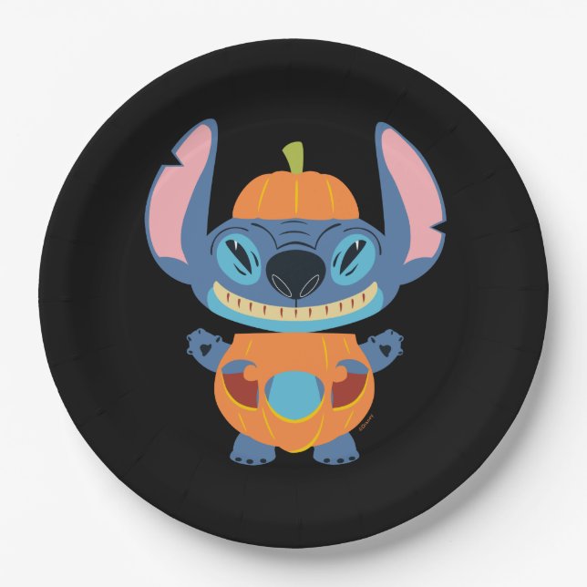 Assiettes En Carton Halloween Stitch Citrouille (Devant)