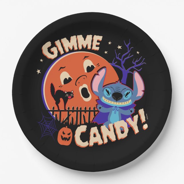 Assiettes En Carton Halloween Stitch | Gimme Candy ! (Devant)