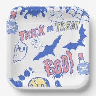 Assiettes En Carton Halloween Trick ou plaque de traitement - Amusants