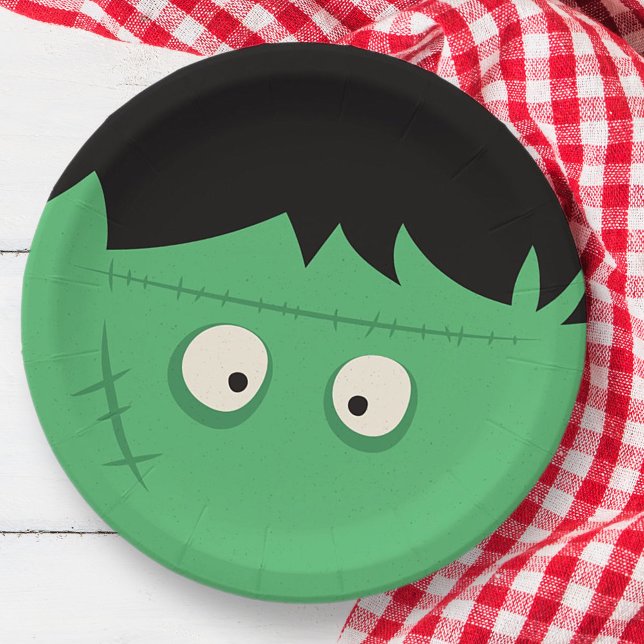 Assiettes En Carton Halloween Trick ou Treat Cute Frankenstein Monster (Créateur téléchargé)