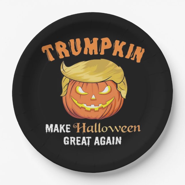 Assiettes En Carton Halloween Trumpkin - Rendre Halloween grand (Devant)