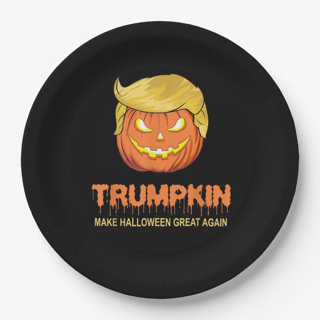 Assiettes En Carton Halloween Trumpkin - Rendre Halloween grand de nou (Devant)
