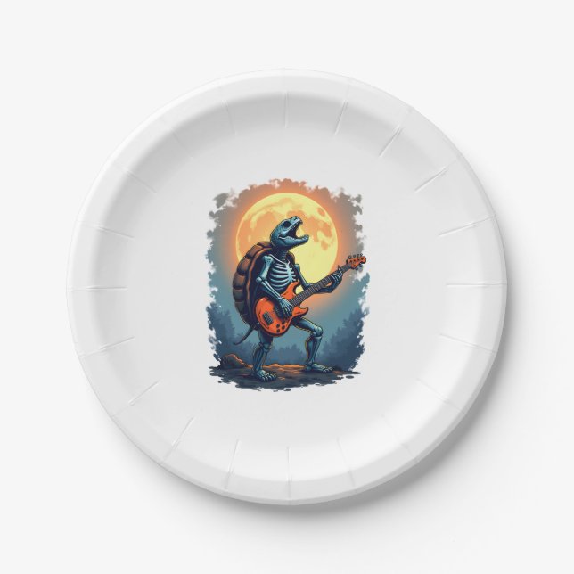 Assiettes En Carton Halloween Turtle Skeleton Rocker Tee pour Music Lo (Devant)