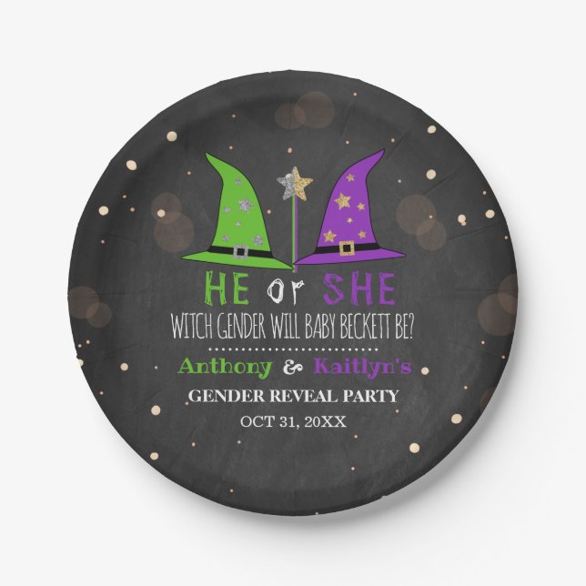 Assiettes En Carton Halloween Witch Genre Revela Party (Devant)