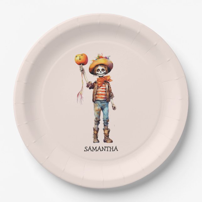 Assiettes En Carton Halloween Zombie Cute Kid personnalisé (3) (Devant)