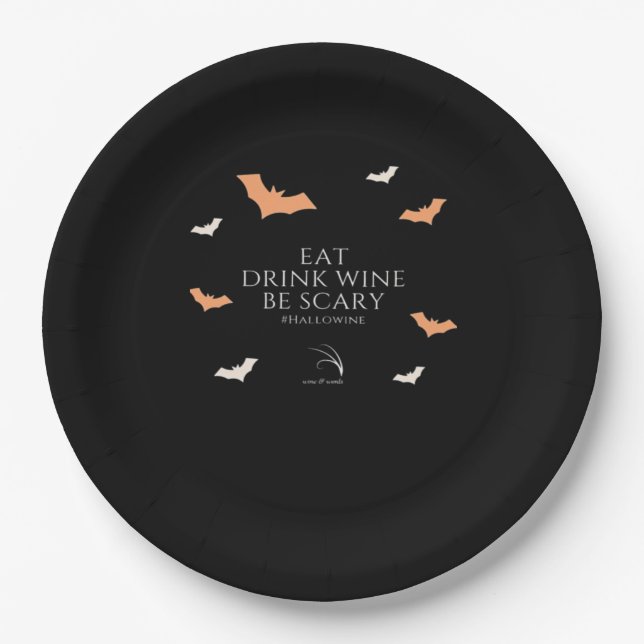 Assiettes En Carton Hallowine Halloween Quote Eat Drink (Devant)