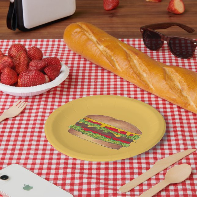 Assiettes En Carton Hamburger Cheeseburger Fast Food Cheese Burger (Pique-nique)