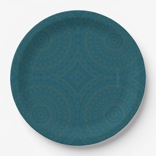 Assiettes En Carton HAMbyWG - Plaque papier 7 ou 9" - Turquoise bohème (Devant)
