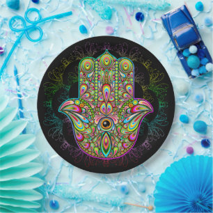 Assiettes En Carton Hamsa Fatma Main Psychedelic Art