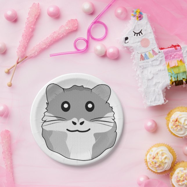 Assiettes En Carton Hamster minimaliste joyeux (Fête)