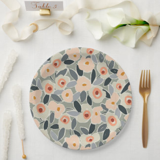 Assiettes En Carton Hand-Drawn Bold Inky Floral Pattern- Sunlit Meadow