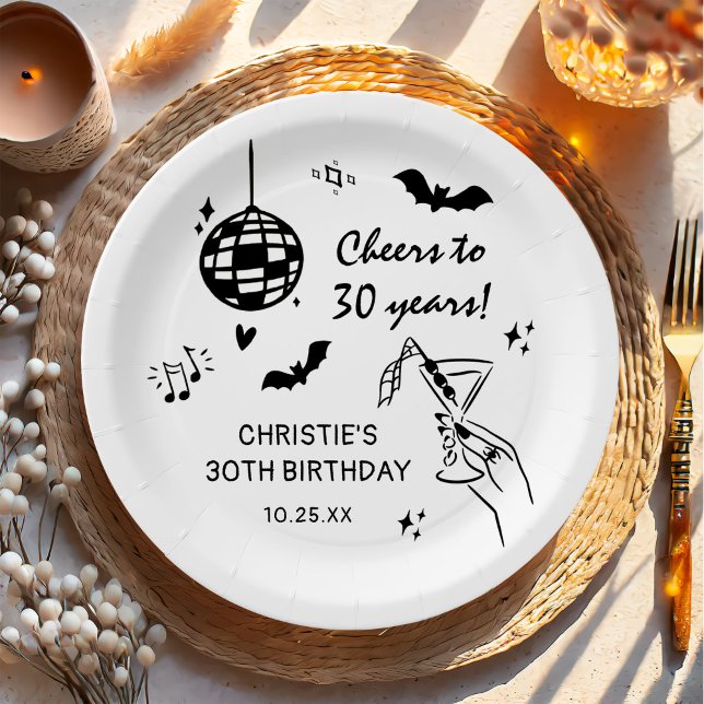 Assiettes En Carton Hand Drawn Halloween Adult Birthday Party (Créateur téléchargé)