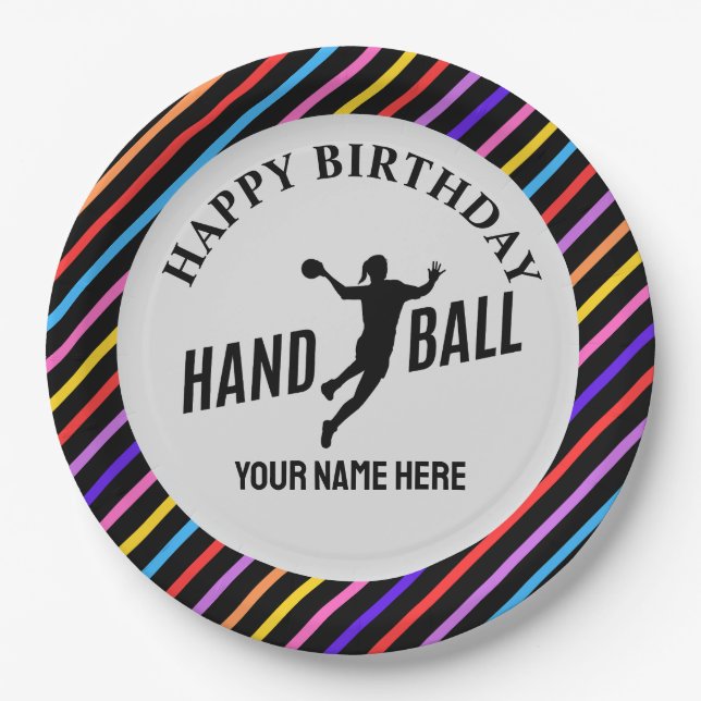 Assiettes En Carton Handball Girl Birthday, Handball Player Gift (Devant)