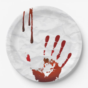 Assiettes En Carton Handprint sanglant