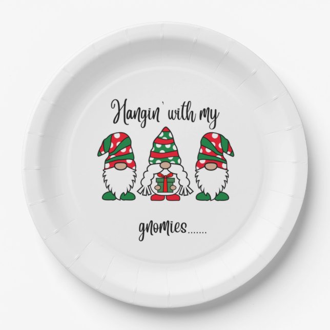 Assiettes En Carton Hangin Avec Mes Gnomes Noël De Vacances (Devant)