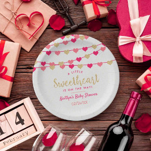 Assiettes En Carton Hanging Love Hearts Petit Baby shower amoureux