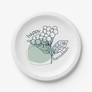 Assiettes En Carton Hanoukka joyeuse (avec baies dessinées)