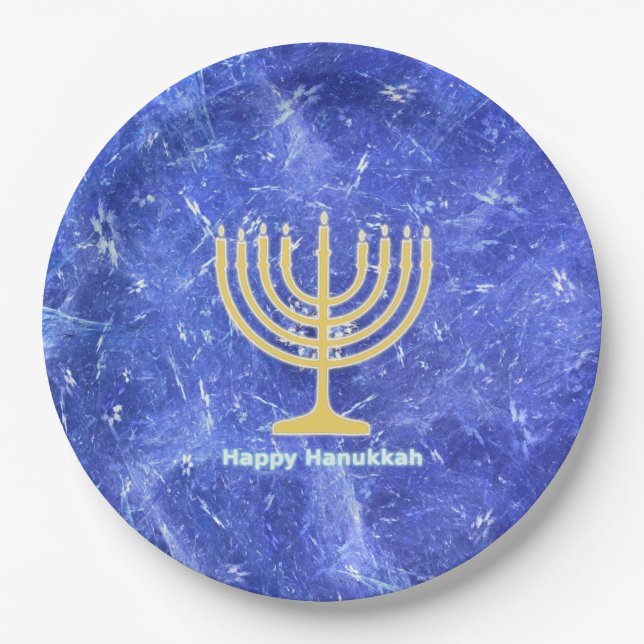 Assiettes En Carton Hanoukka Snowstorm Menorah (Devant)