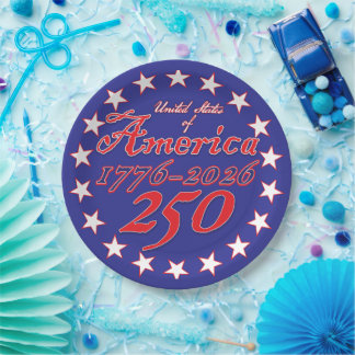 Assiettes En Carton Happy 250th America