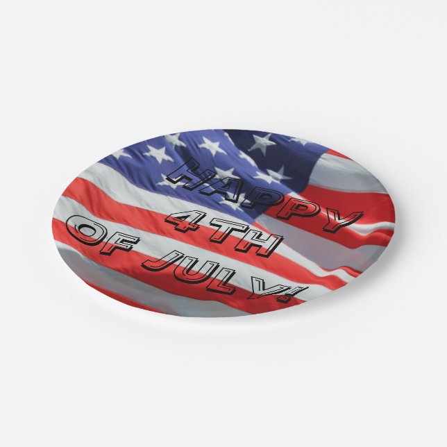 Assiettes En Carton Happy 4 juillet, Plaque Drapeau Américaine, Quatri (Angle)