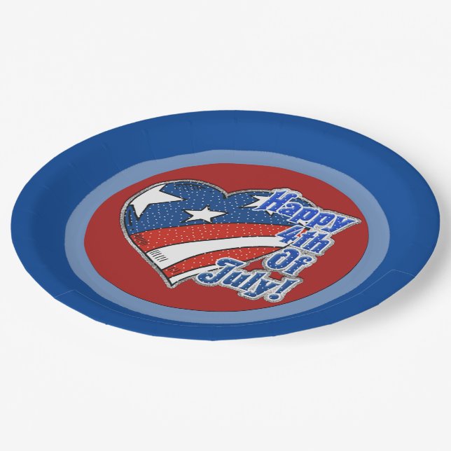 Assiettes En Carton Happy 4 juillet Plaques en papier coeur (Angle)