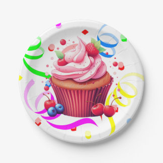 Assiettes En Carton Happy Birthday Paper Plates Confetti Cupcake