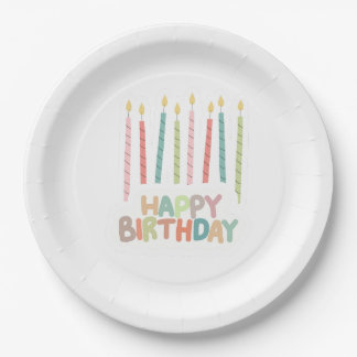 Assiettes En Carton Happy Birthday with Candles on Paper Plates