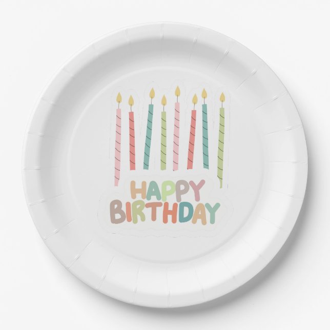 Assiettes En Carton Happy Birthday with Candles on Paper Plates (Devant)