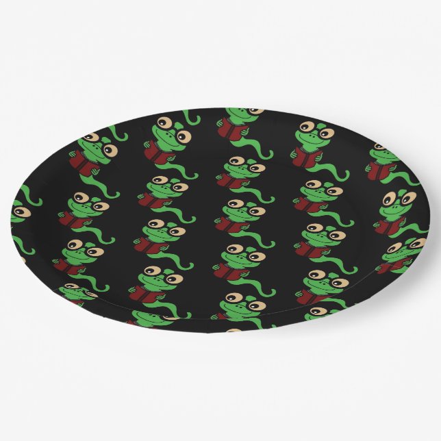 Assiettes En Carton Happy Bookworm Black (Angle)