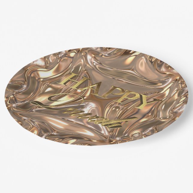 Assiettes En Carton Happy Diwali Festival de la typographie aurifère d (Angle)