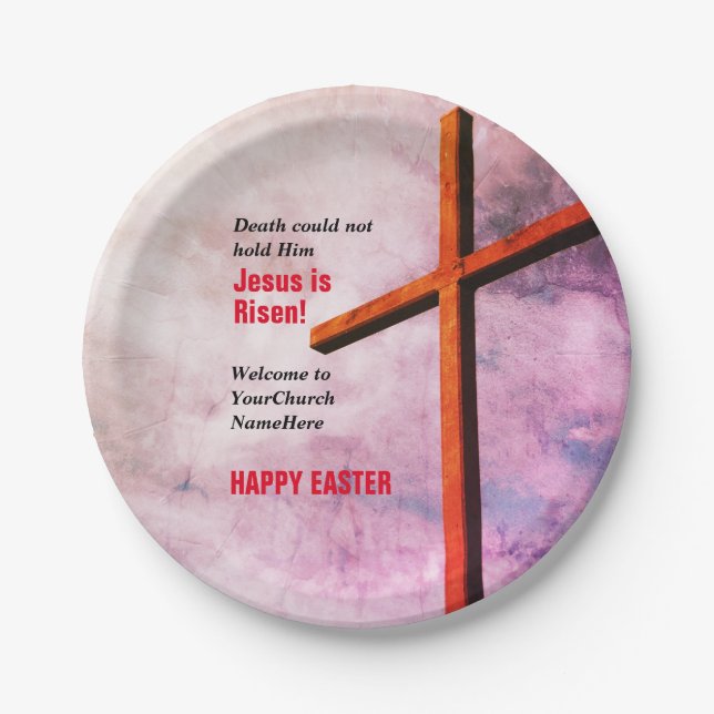 Assiettes En Carton HAPPY EASTER | Jésus est Ressuscité Church Party (Devant)